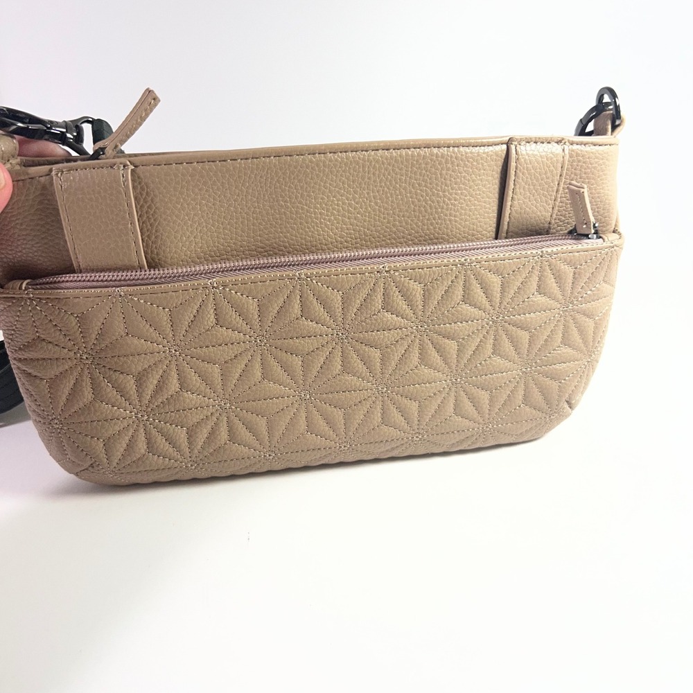Lug Flyer Luxe Convertible Crossbody Bag VeganLeather Tan Geometric 5 x 10" - Picture 3 of 8